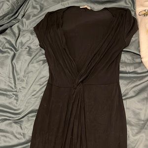 Midi length dress with deep v & knot in middle